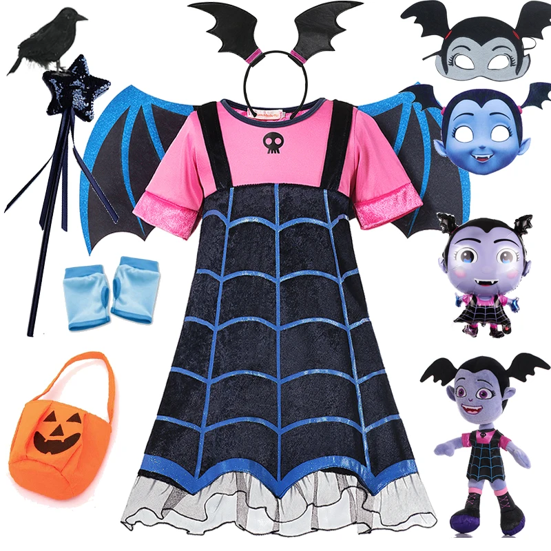 

2024 New Halloween Vampirina Dress Baby Girls Cosplay Costumes Children Vampire Dress Up Kids Outfits Carnival Party Clothing