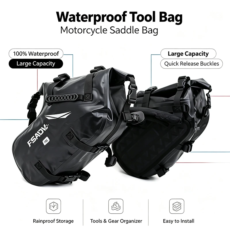 Waterproof Motorcycle Travel Luggage Saddlebags Motorcycle Pannier Bag For BMW For Honda For Yamaha For Honda Side Bags