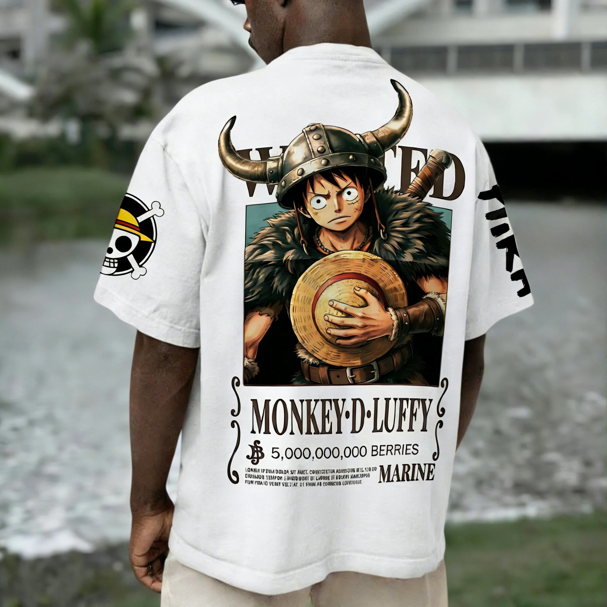 

Футболка унисекс One Piece Wanted Series из хлопка с принтом, свободного кроя, с коротким рукавом, летняя, дышащая, спортивная, с круглым вырезом, белая