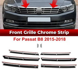 Front Grille Chrome Plated Trim For VW Passat B8 2015 2016 2017 2018 Variant Chrome Plated Decoration Strip On She Front Grille