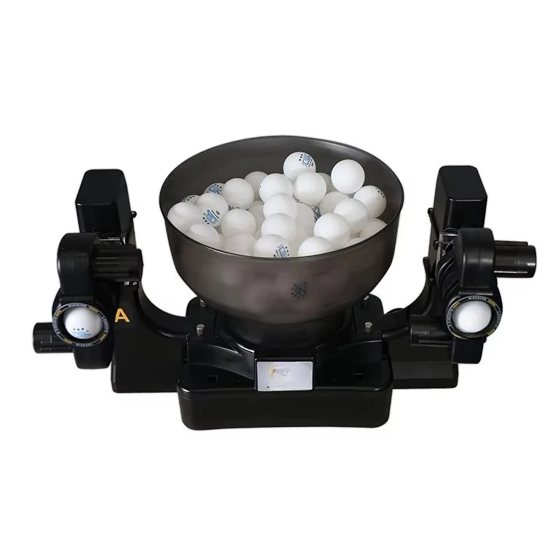 S-1001 ماكينة تقديم تنس الطاولة الأوتوماتيكية برأسين قابلة للتعديل محمولة متعددة الدوران ونقاط الهبوط ABS