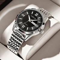 UTHAI Men's Watch High End Calendar Luminous Steel Wristband Fashion Trend Classic Business Quartz Watch Clock Gift