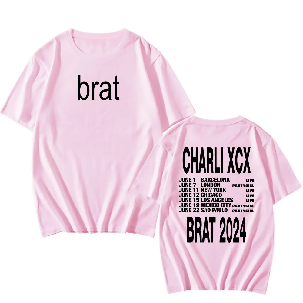 Charli Xcx Brat 2024 t-shirty Album Retro męski/damski Streetwear Casual bawełniana letnia koszulka Unisex koszulka z krótkim rękawem koszulki w