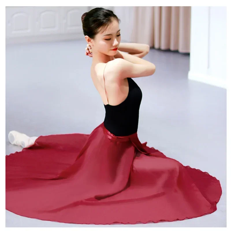 Adults Long Chiffon Ballet Skirts Women Lyrical Soft Ballet Dress Black Burgundy Navy Pink White Ballet Dance Costumes