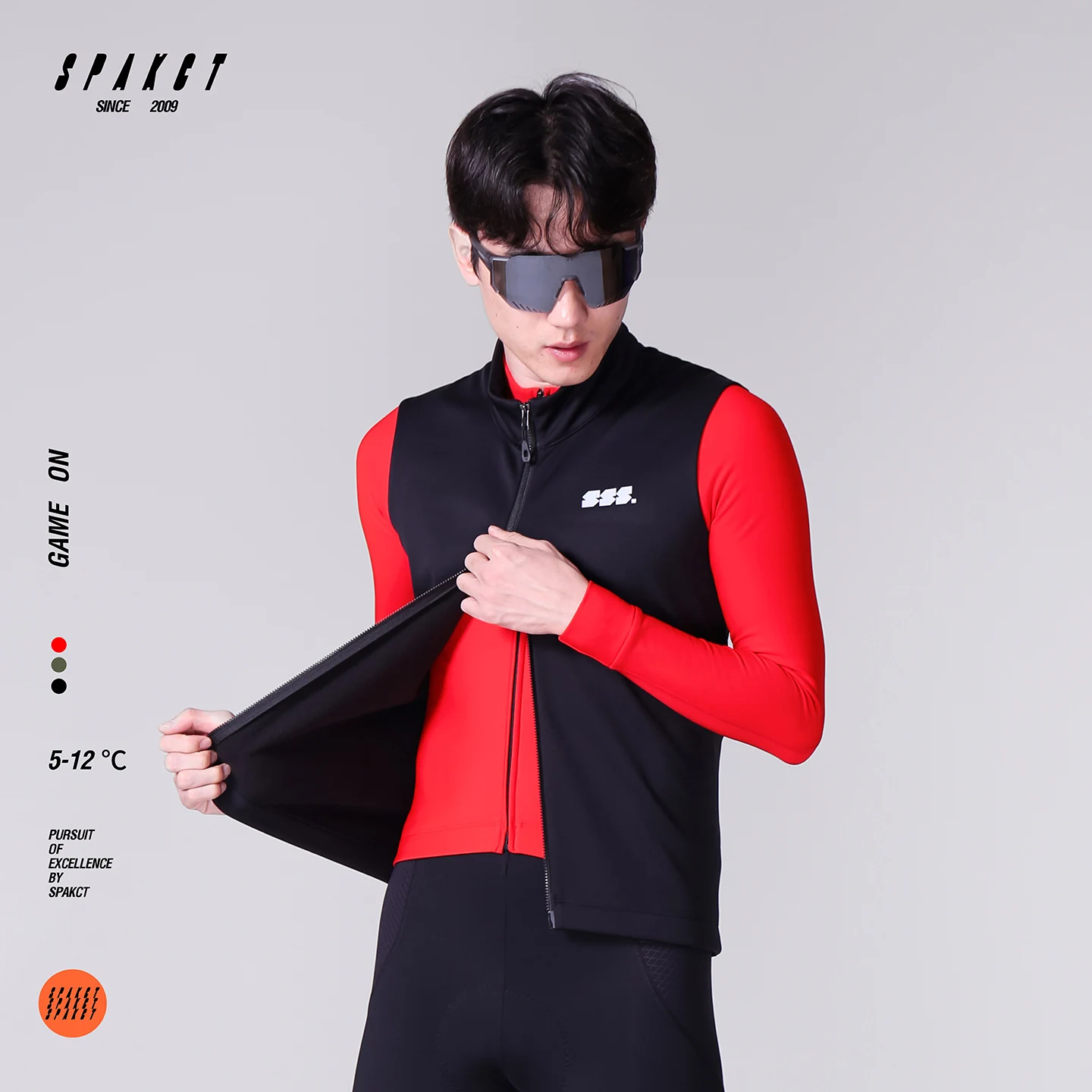 SPAKCT Winter Cycling Vest Warm Fleece Lined Back Windproof Thermically Moisture Wicking 3 Pockets Bicycle Top for Men Women