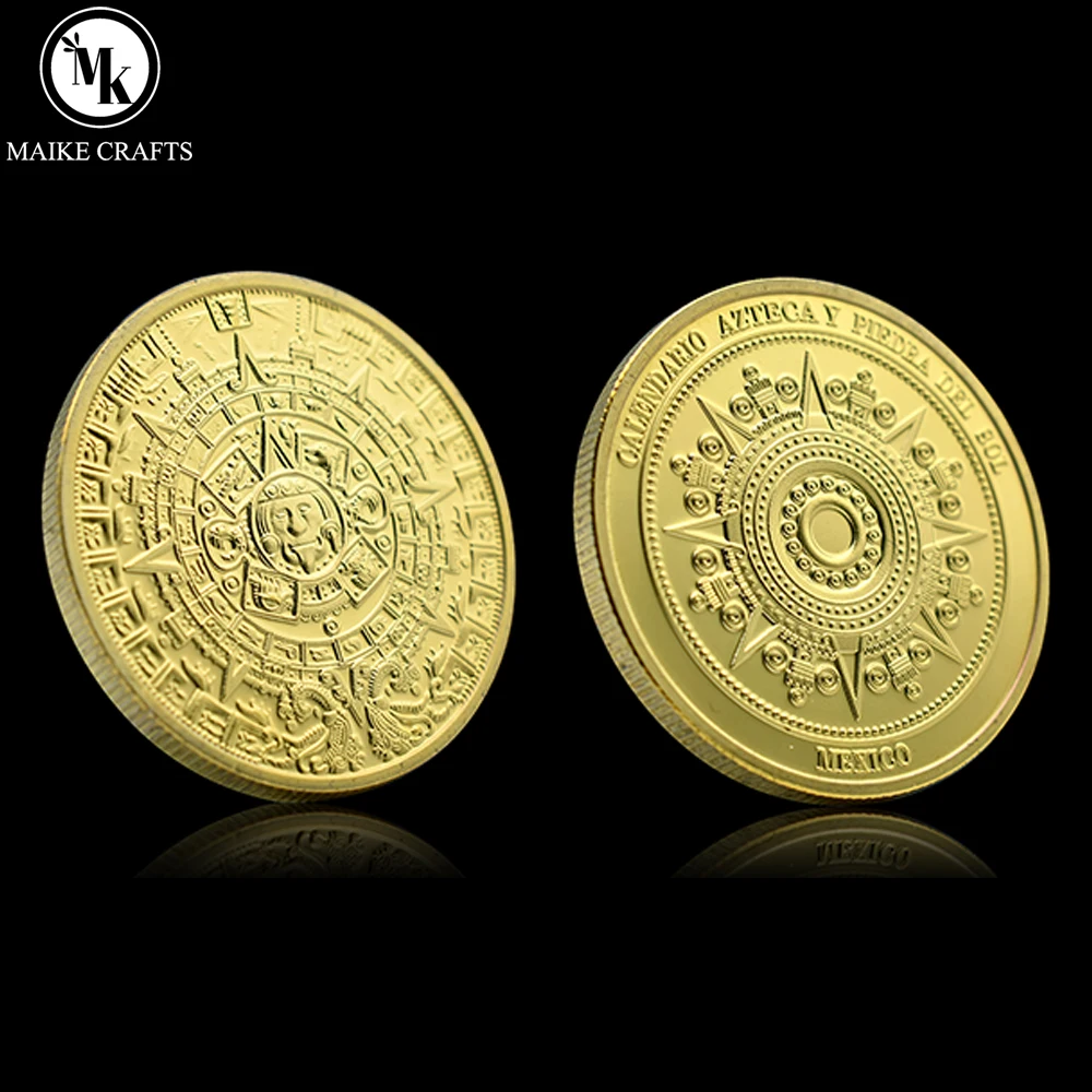 

Mexico Mayan Civilization Commemorative Coin Metal Medal Calendar Azteca Puledra Challenge Coin Holiday Gift
