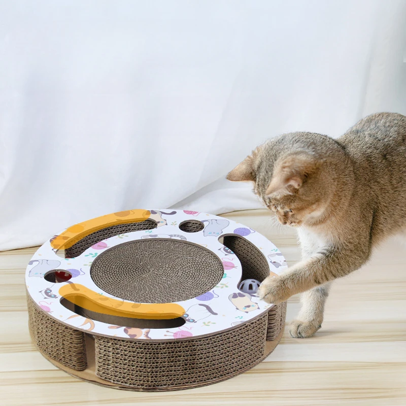 Round Cat Scratching Board Ball Multi-Function Toy Cat Scratcher Funny Sharpen Nails Scraper Corrugated Paper Scratching Post