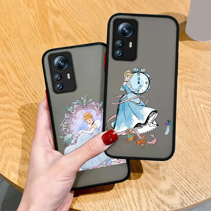 Cinderella Disney Princess Phone Case For Redmi Note 13 12 11 10 Pro Plus Pro S T 5G Matte Frosted Translucent Cover