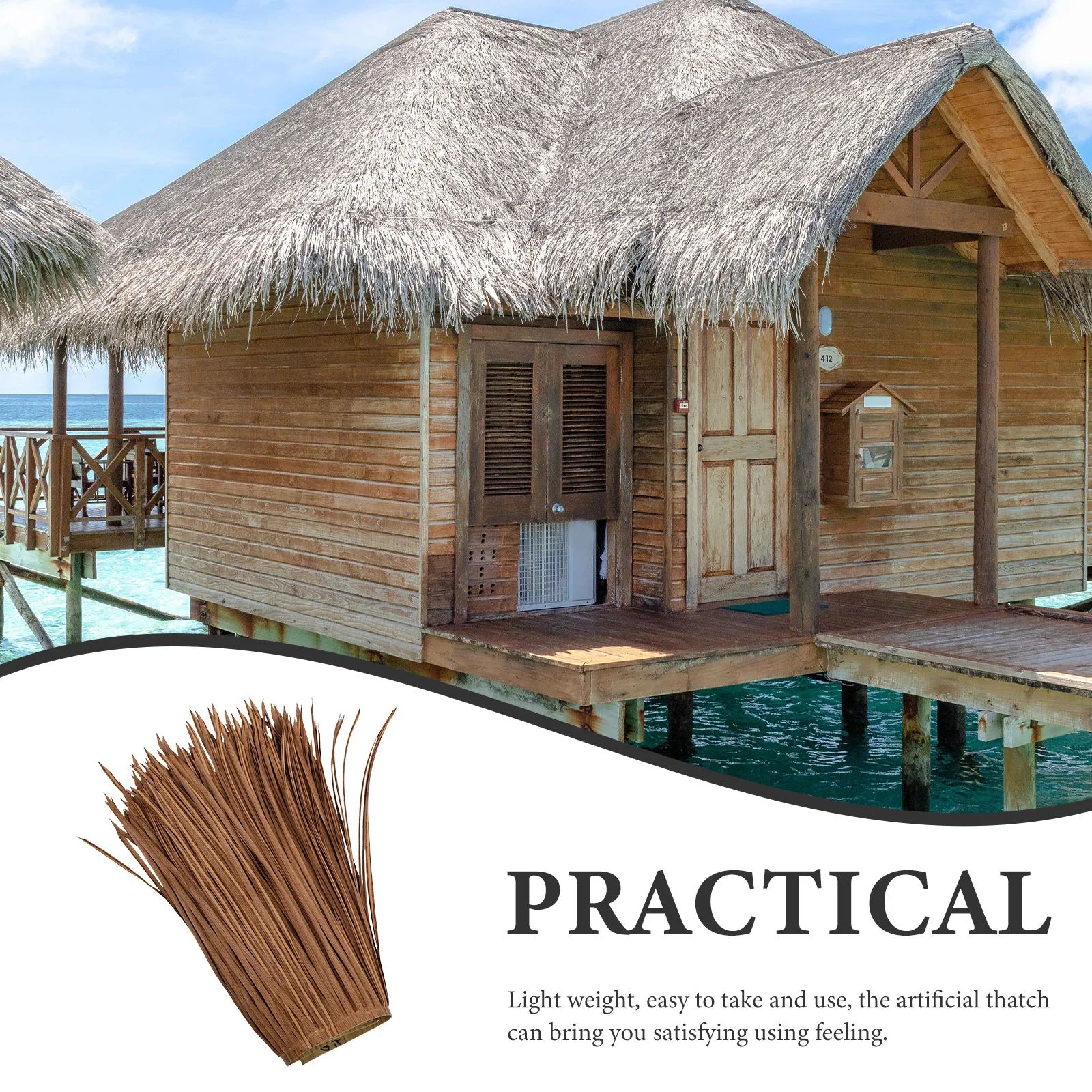 

Fire Retardant Artificial Straw Roof Lightweight Thatch Panel For Garden Landscaping Decor Outdoor Yard Fake Thatch