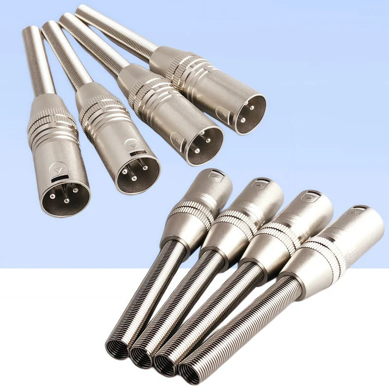 2 قطعة 3PIN XLR التوصيل KTV ميكروفون ذكر أنثى المقبس مع ذيل طويل الربيع لحام كابل موصلات طرفية #4