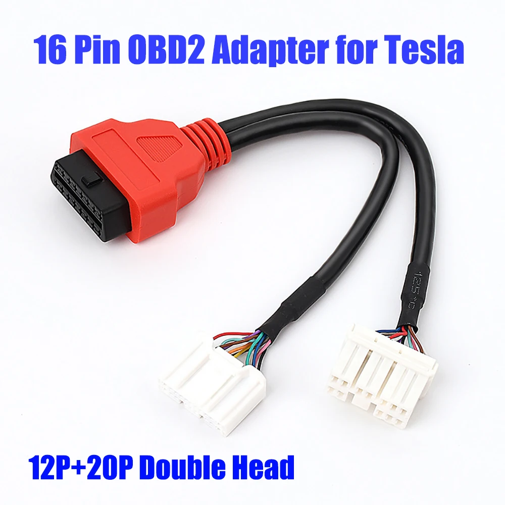 For Tesla-Specific Wiring Harness 16Pin OBD2 Adapter to 12P+20P Double Head Conversion Line for Tesla 3 and Y Diagnostic Cable