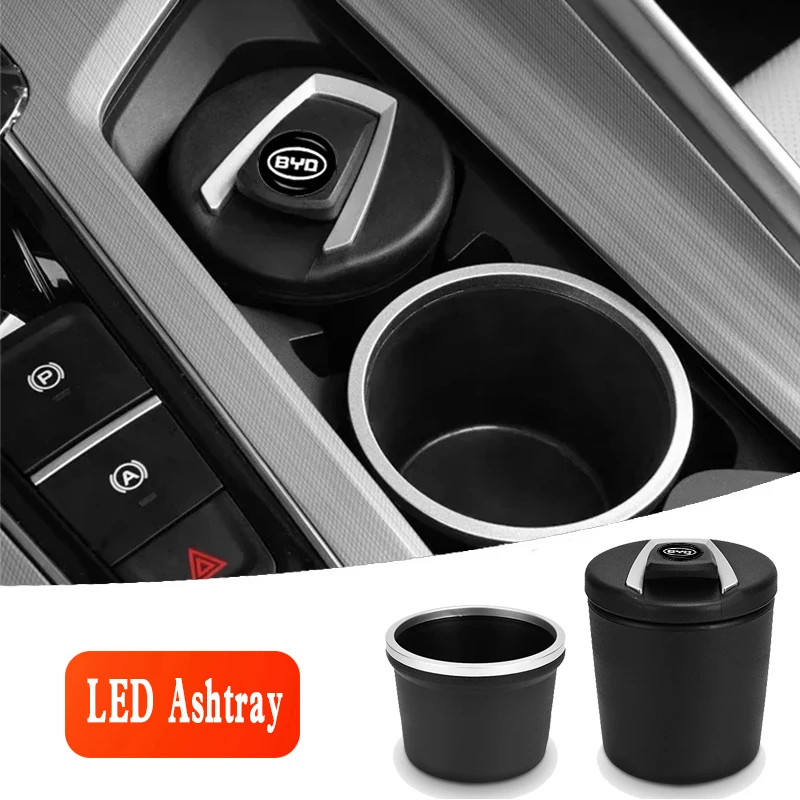 Car Ashtray LED Multi-Functional Ashtray Car Accessories For BYD Tang F3 E6 Atto Yuan Plus Song Max F0 G3 Ea1 Dmi 2din 2014 G6