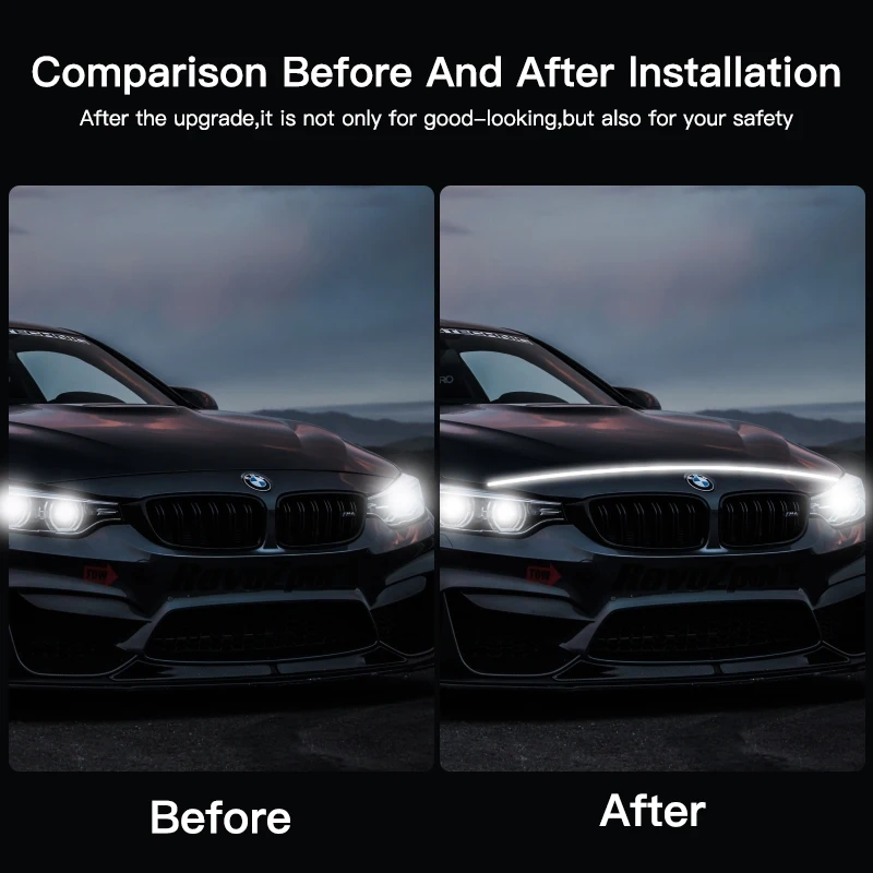 Scan Starting LED Car Hood Light Daytime Running Light Universal Flexible Dynamic Car DRL 12V Ambient Decorative Light Strip view 2