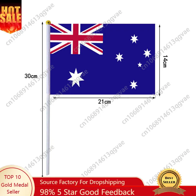 

Australia Hand Waving Flag Australian Small Mini Hand Held Flags 10 Pcs 14x21cm World Cup Sporting Event Support Handheld Flag
