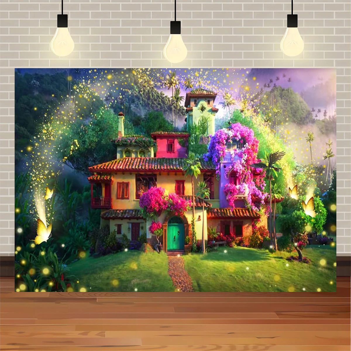 

10x6ft Green House Rainbow Polyester Fairy Tale Princess Wonderland Art Happy Birthday Wall Decoration Photography Background