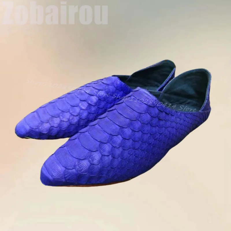 

Blue Crocodile Print Pointed Toe Penny Loafers Fashion Slip On Men Shoes Luxurious Handmade Party Banquet Office Men Dress Shoes