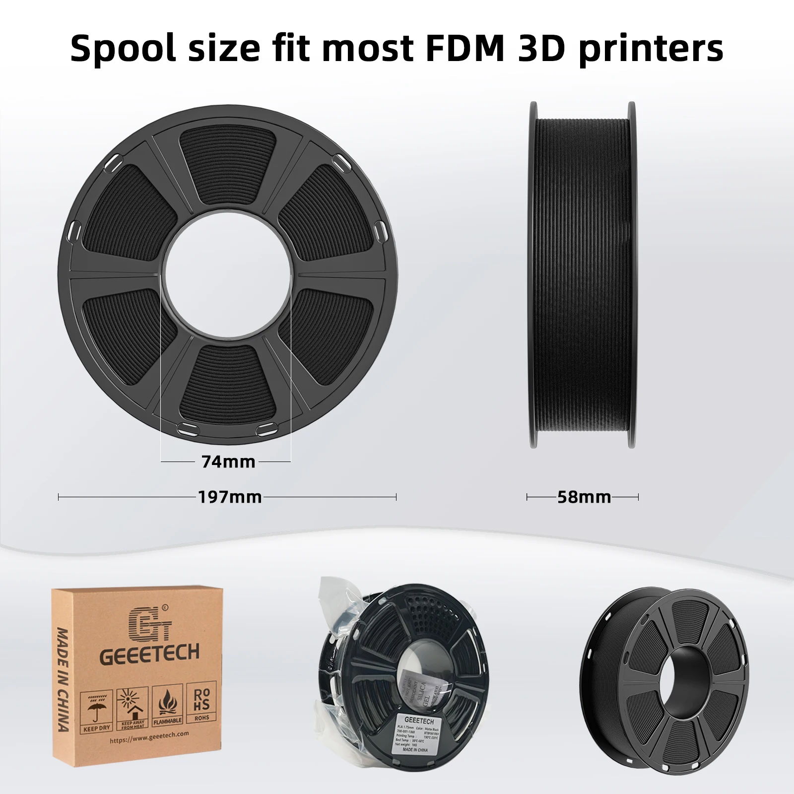 Geeetech 5kg Mattes Filament PLA 1,75mm, 3D-Druckermaterial Polylactidsäure, Mattierte Textur, Vakuumverpackung – Detail 3