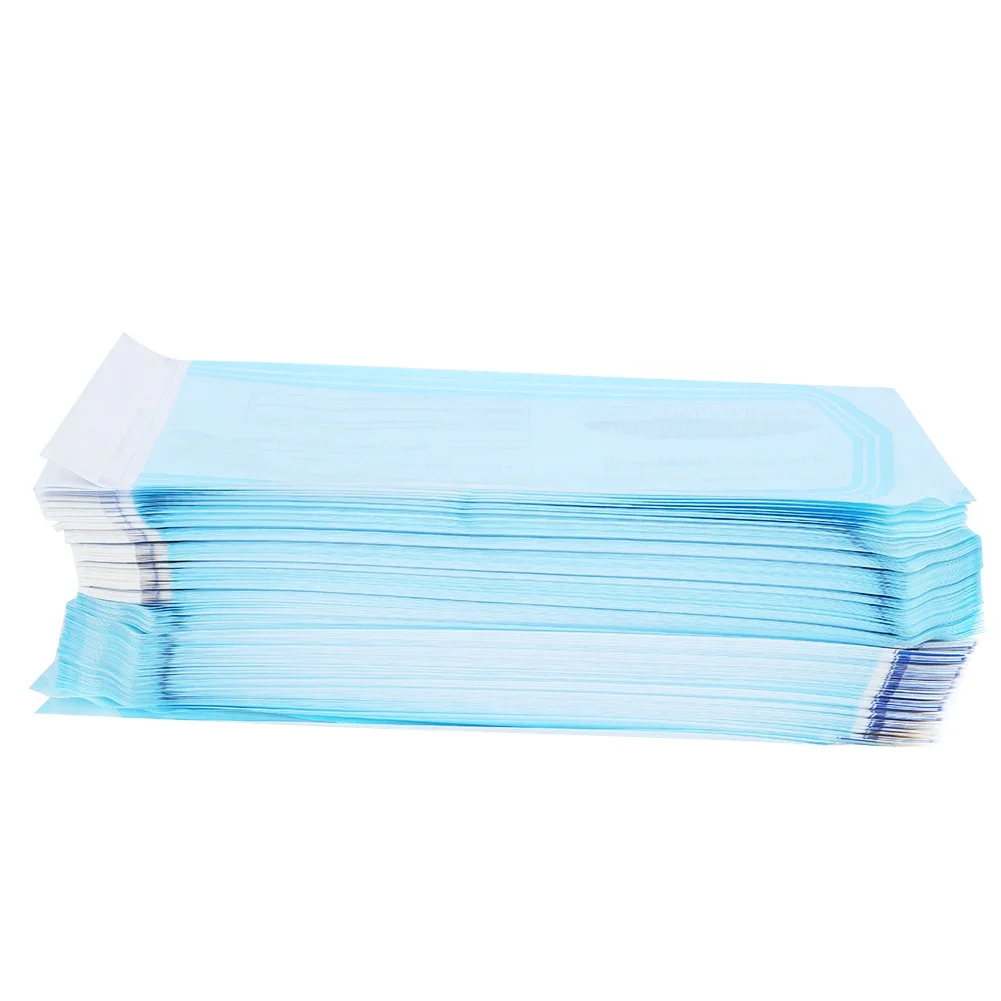 

200 PCs Self-Sealing Bag Dental Supplies PVC Pouch Transparent Film Blue for Sterilisatio