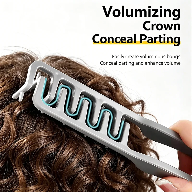 Men's Textured Styling Comb Z Shape Hair Root Lift Volumizing Comb for Fluffy Hairstyle,Seam Covering Bangs Hairdressing Tool