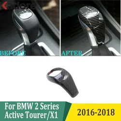 For BMW 2 Series Active Tourer/X1 2016 2017 2018 (F45 F46 F48) AT Car Gear Shift Knob Head Cover Trim Accessories Carbon Fiber