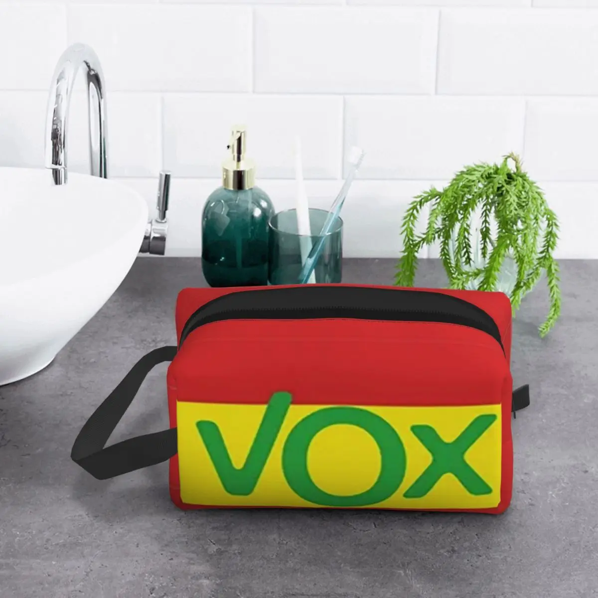 Espana Vox Logo España Fiesta Política Bolsa de Maquillaje Española Organizador de Cosméticos Almacenamiento Dopp Kit Neceser Bolsa de Cosméticos Estuche para Lápices