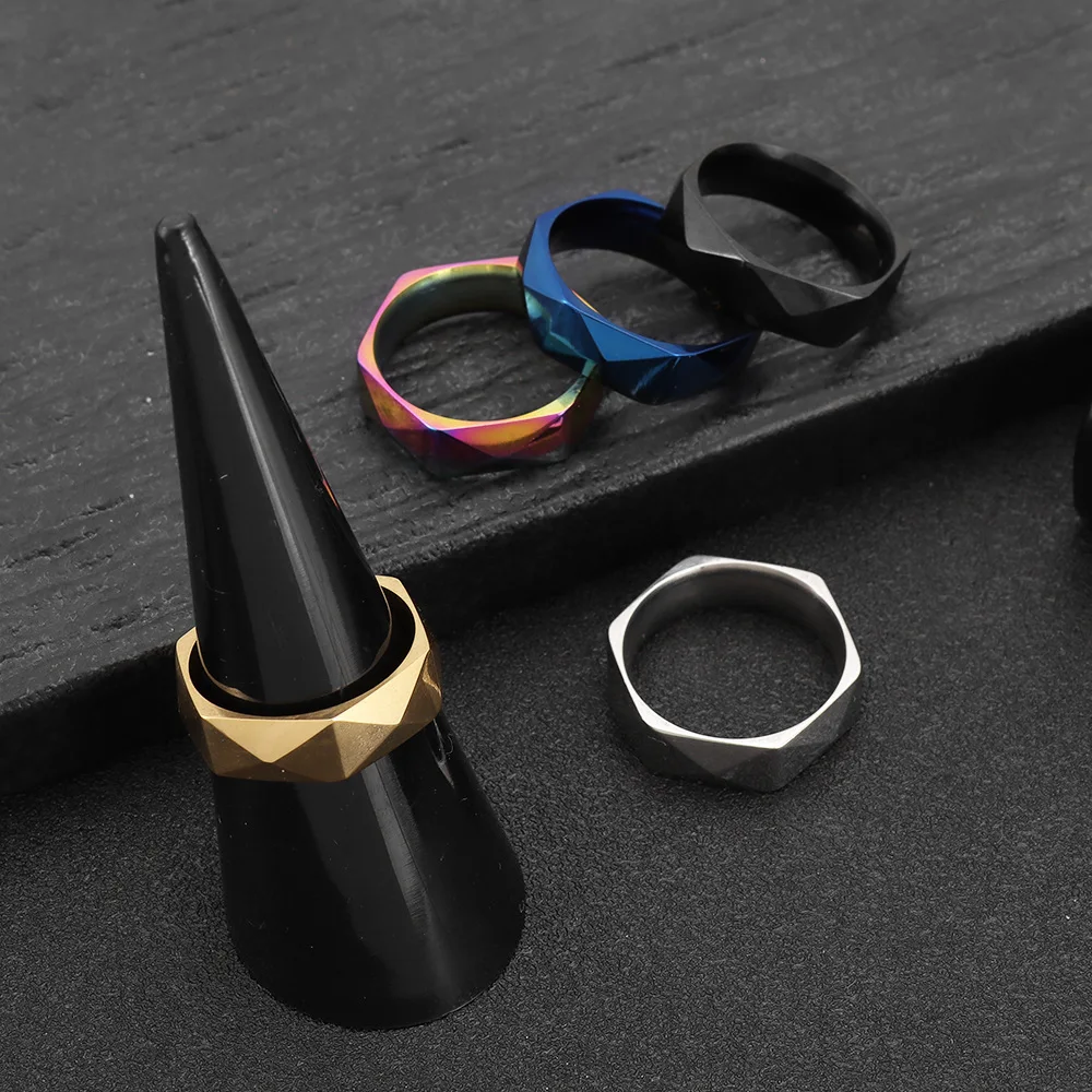 Simple Rhombus Stainless Steel Ring Classic Men's Hip Hop Popular For Men Women Rings Fashion Jewelry Gift Size 6-12 Wholesale