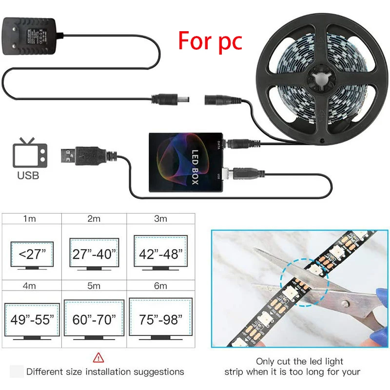 TV PC Sync Ambient Lights USB RGB TV/PC Display Sync LED Strips Smart LED Strip Kits That Can Sync TV Screens,For Playroom Decor