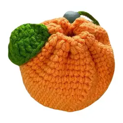 Cute Tangerine Bag Drawstring Crochet Fruit Packets Orange-Shaped Crochet Purse Cute Wallet Crochet Tangerine Bag Coin Chargers