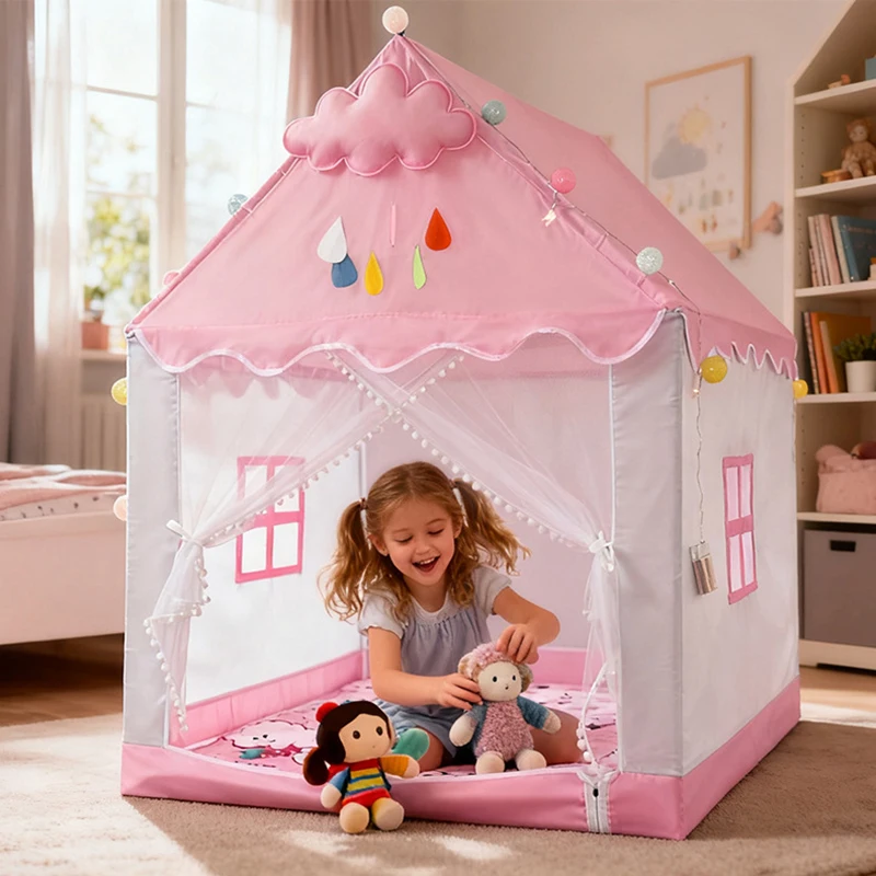 Pink Princess Tent Playhouse for Kids Indoor Game Room Children's Outdoor Tent Toys