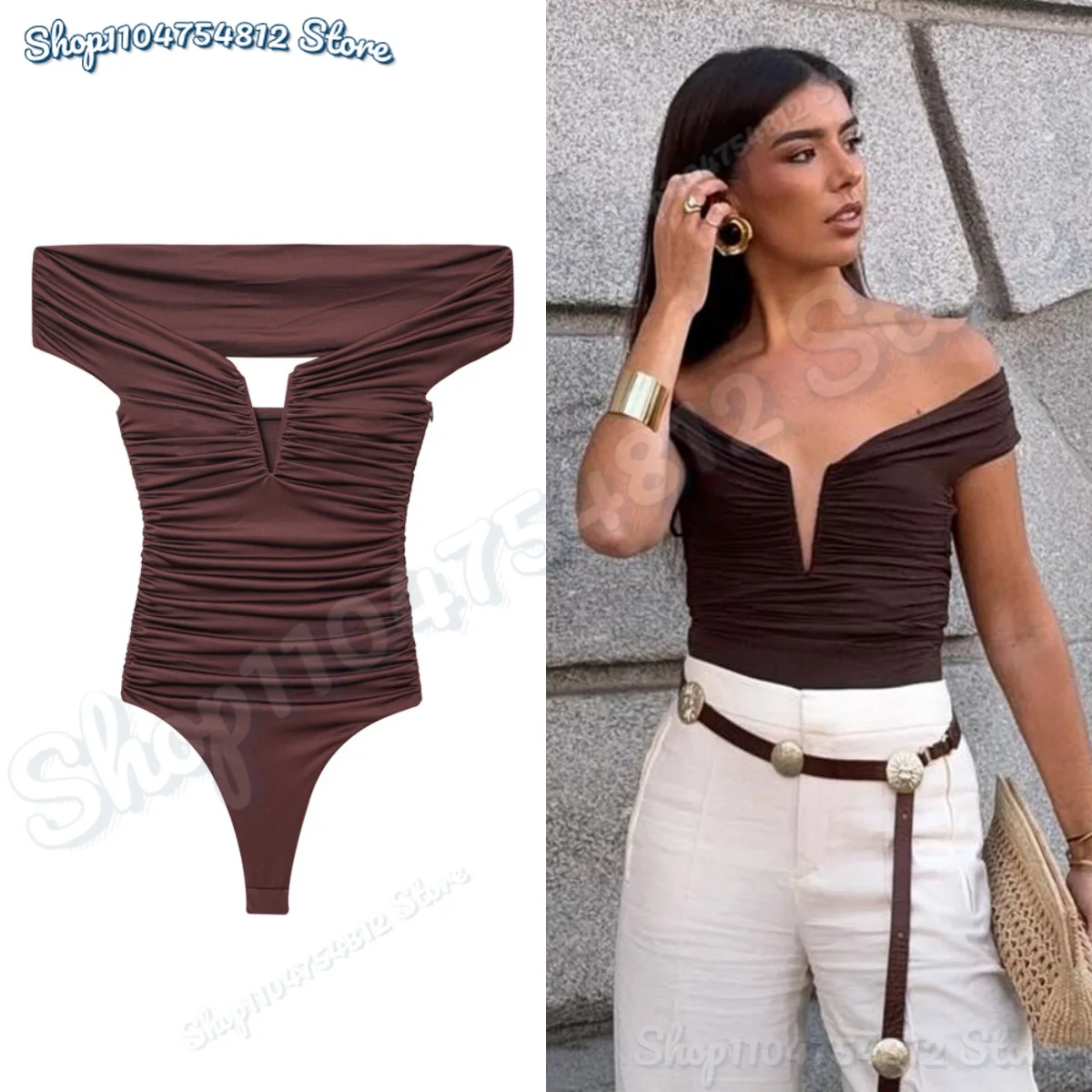

2025 Hot Girl Style Sexy Fashion Blended Bodysuit 2025 Summer New Products Women's Temperament Tight Top