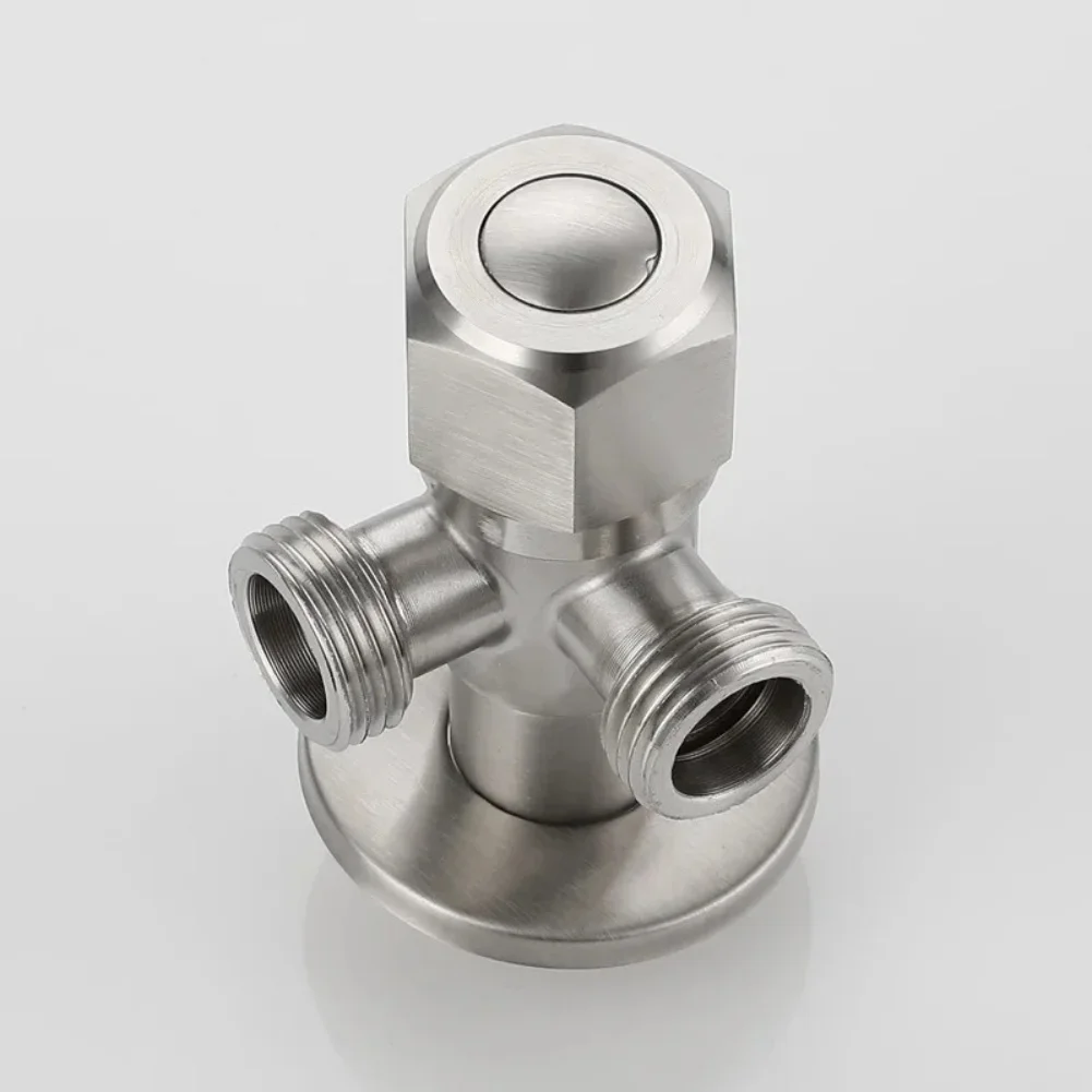 Water Control Double Angle Valve 2 Way Stainless Steel with 2 Outlets and 1/2 Inch Connection for Easy Regulation