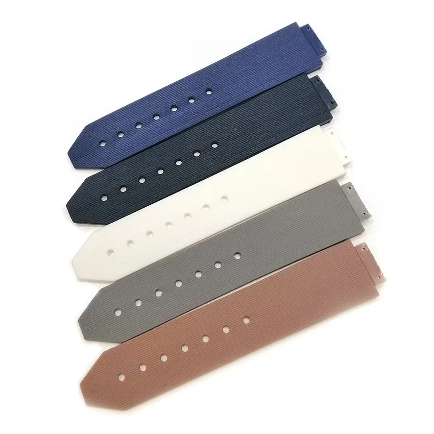 For Hublot 25X19mm 21X15mm 19X13mm 23X15mm Watchband Big Bang Series Stripe Rubber Watch Strap Men Women Band Bulge Bracelet