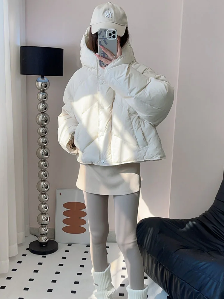 2024 New Women Jacket Short Winter Coat Female Loose Korean Puffer Jacket Hooded Thick Warm Parkas Quilted Winter Coat Female