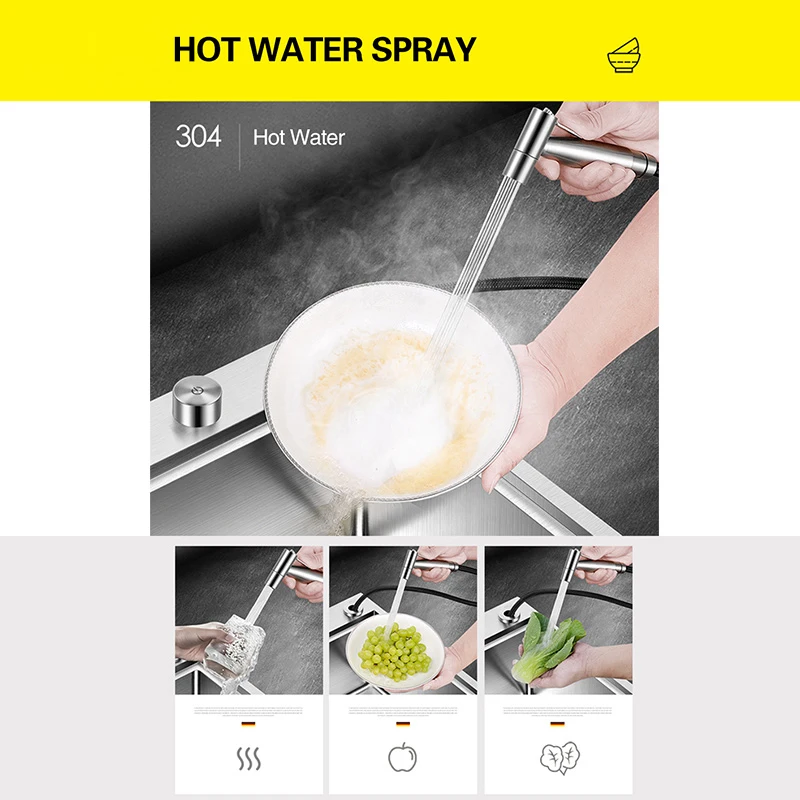 Imagem -03 - Asras Escovado Torneira da Cozinha 304 de Filtro Água Potável Quente e Fria com Pistola Água Quente em Torneira Aço Inoxidável
