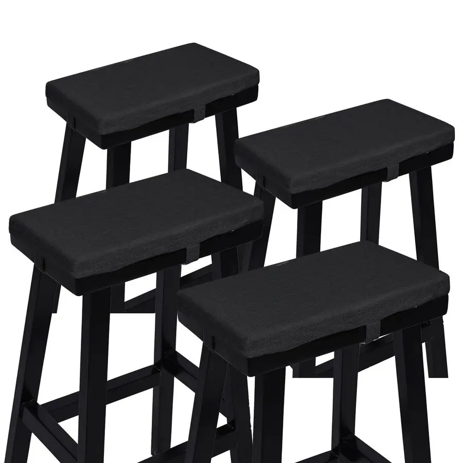 

Set of 4 Rectangle Bench Stool Cushion, NonSlip Saddle Stool Pads Bar Stool Cushion with Machine Washable Cover Only 4 Pads Bla