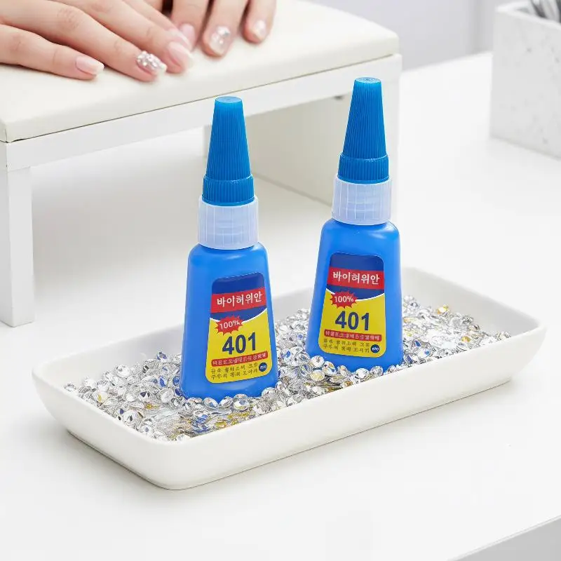 2Pcs 2g 401 Super Glue Instant Adhesive Strong Fast Dry Clear Non Whitening For Plastic Metal Wood Ceramic Craft Household Use