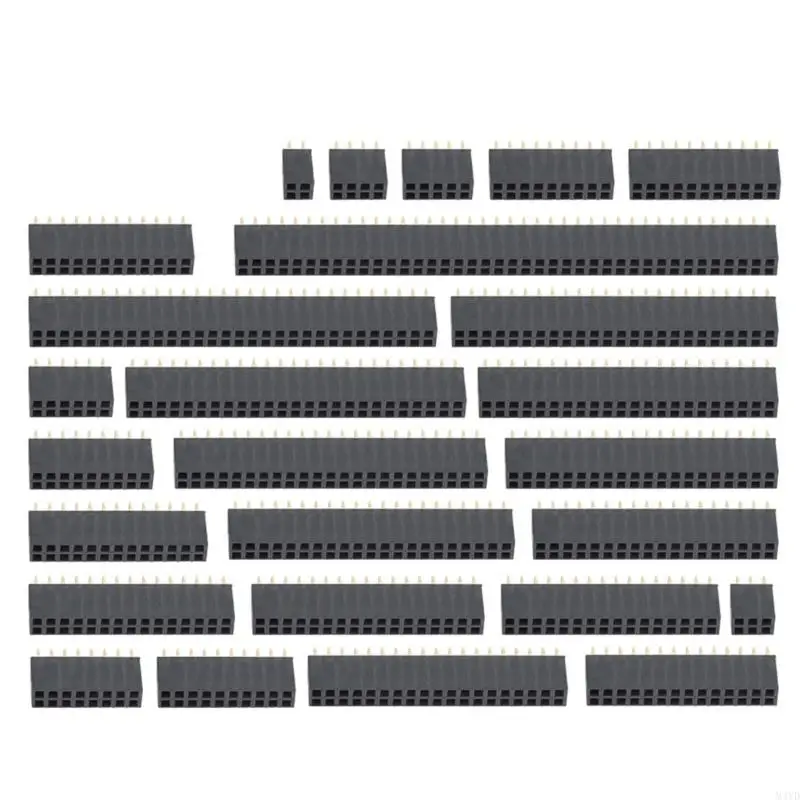 2.54 mm Two-Row Female Header, Dark Board-Mount Solder Post Part for Circuit Assembly and Electronics Repair Projects M4YD