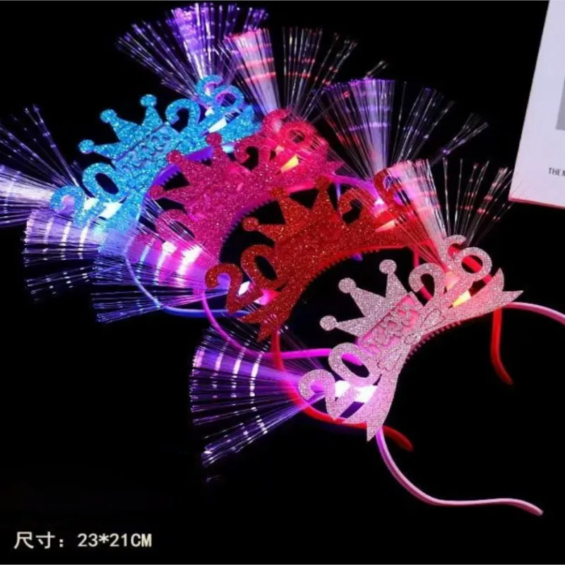2026 Nuove fasce per capelli in fibra ottica digitale LED lampeggiante Concerto incandescente Copricapo Evento di Capodanno Atmosfera Bar Puntelli Forniture
