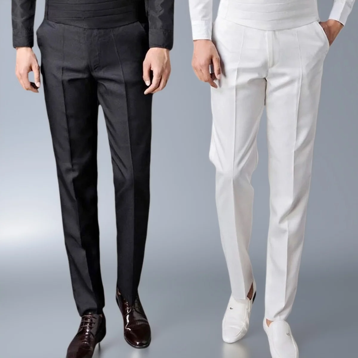 

White Long Pants for Men And Women Fitn Square Dance Photoaphy Sports Event aduation Picture Taking Classic Sle