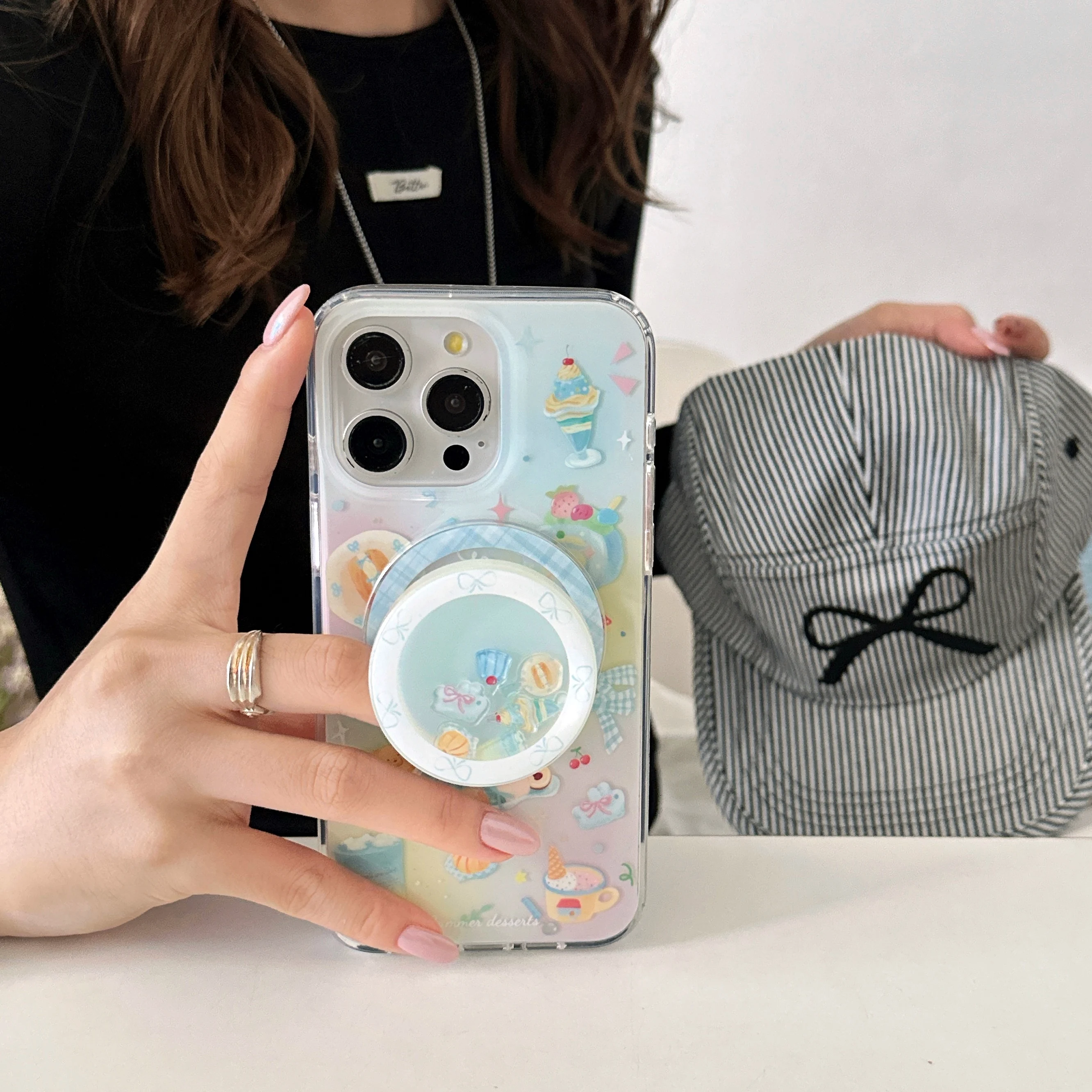 

3D мультяшный милый десертный медведь, магнитная подставка, беспроводное зарядное устройство Magsafe, чехол для телефона для iphone 16, Promax 15, 14, задняя крышка