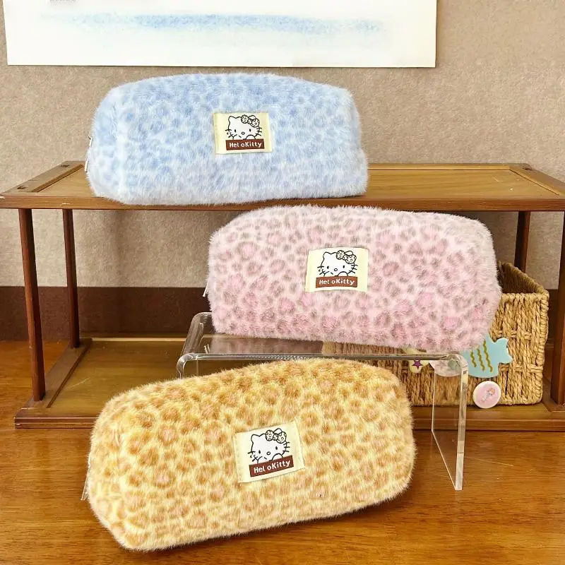 1 stks Hello Kitty Pluche Etui Grote Capaciteit Leuke KT Kat Briefpapier Doos Opbergtas Make-up Tas Anime Gift