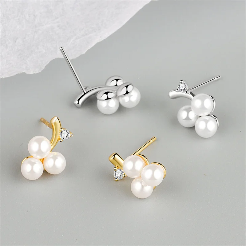 

QMCOCO Silver Color Design Smooth Surface Cute Pearl Earstud Women Piercing Earrings For Girl Fine Jewelry Accessories Gifts