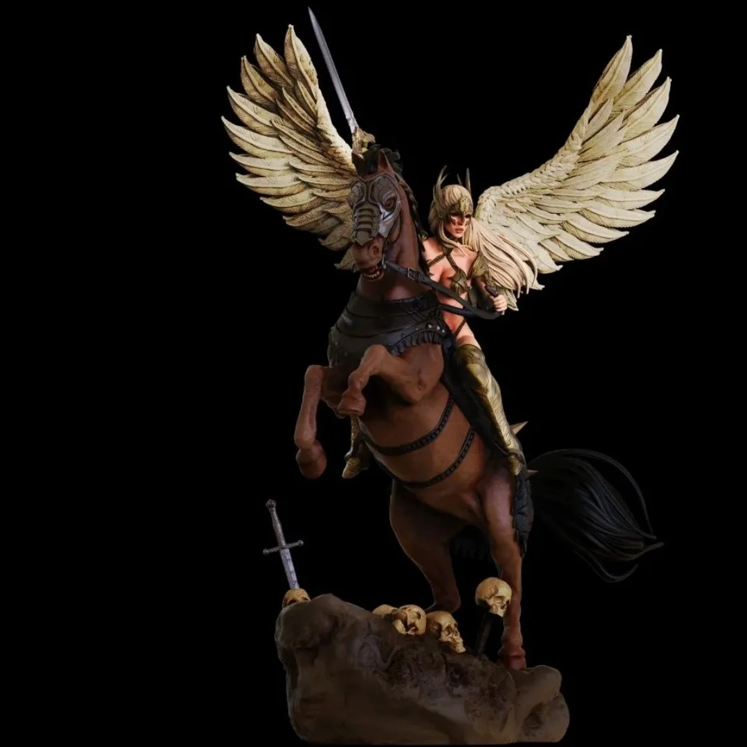 

Масштаб 1/24, высота 80 мм, фигурка из смолы Valkyria Valkyrie, катается на лошади, комплект модели для сборки, разобранные и неокрашенные 3D игрушки 1269