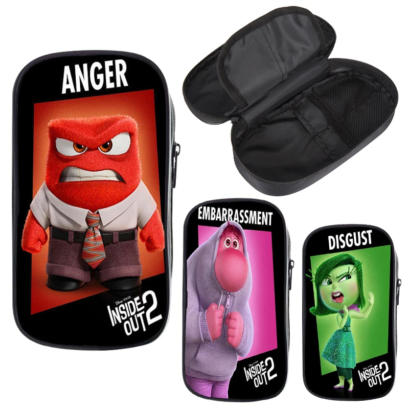 

Inside Out 2 Student Cartoon Large Capacity Pencil Bag anxiety sadness anger fear disgust embarrassment envy Kawaii Pencilbox