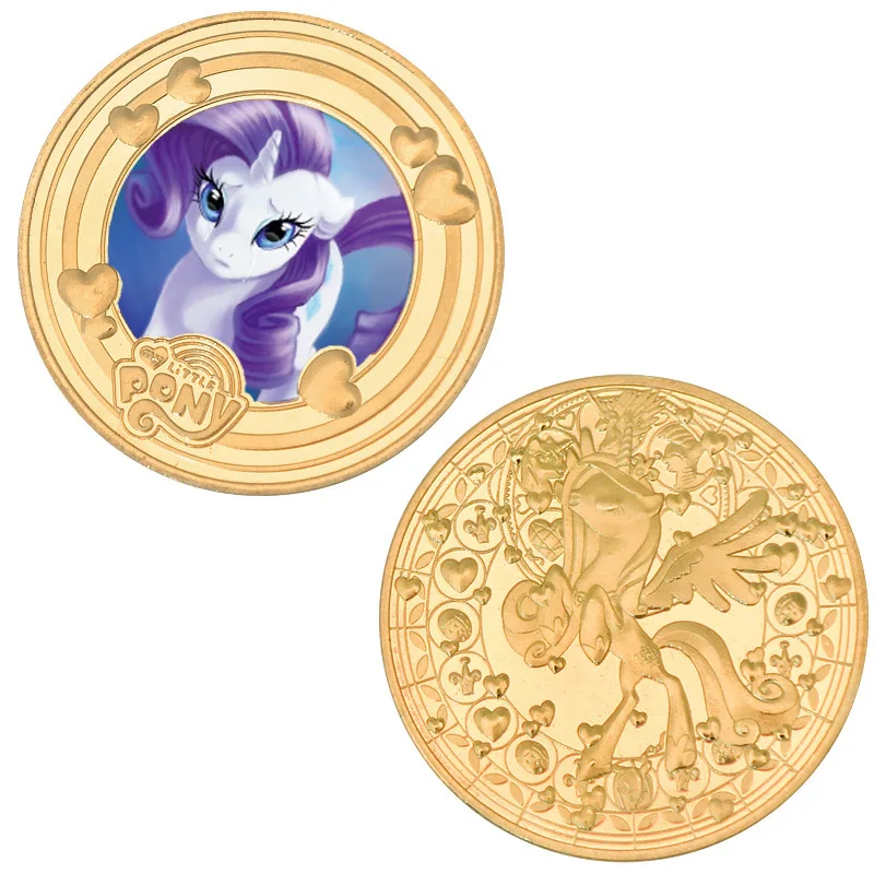 أنيمي بلدي ليتل المهر عملات قابلة للجمع الكرتون الخنصر فطيرة الذهب اللون عملة معدنية البريق التذكارية الفتيات هدايا عيد الميلاد #3