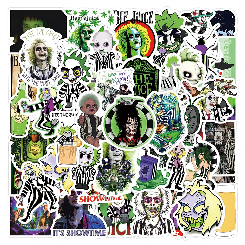 

10/30/55/115PCS Movie Beetle Juice Sticker Cartoon Graffiti Decoration Water Cup Skateboard Laptop Motorcycle Waterproof Decal