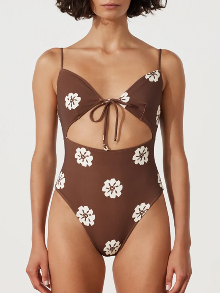 COOBBU-Maillot de bain une pièce imprimé léopard, string, sexy, imbibé, push up, vêtements de plage, brésilien, pour femmes