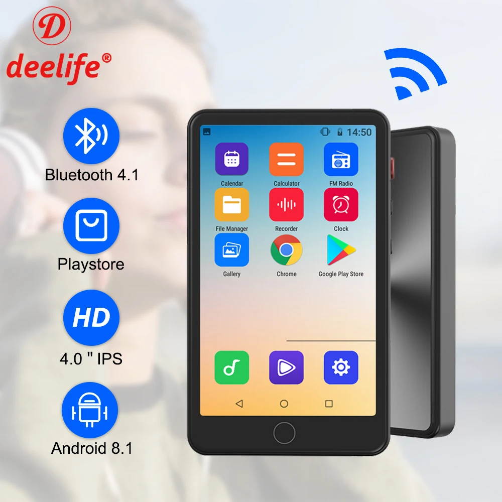 

Deelife MP4 Player with WiFi and Bluetooth Full Touch Screen Android MP 4 MP3 Music Play supports Hebrew