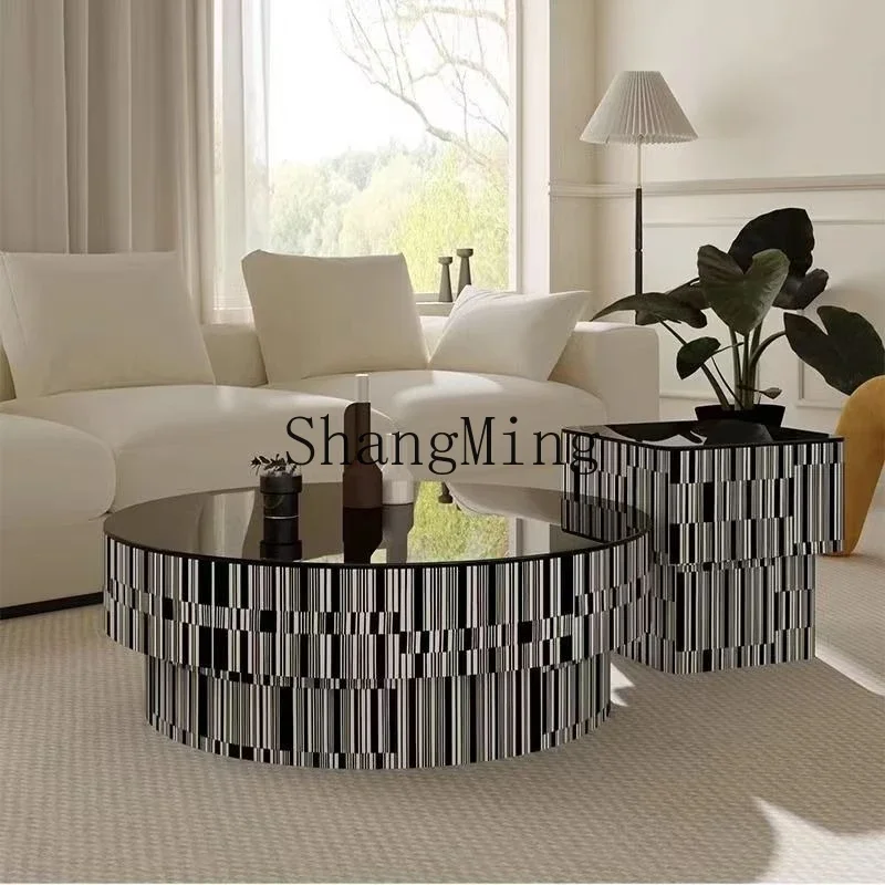 

SM modern simple glass round coffee table combination light luxury minimalist new home living room coffee table