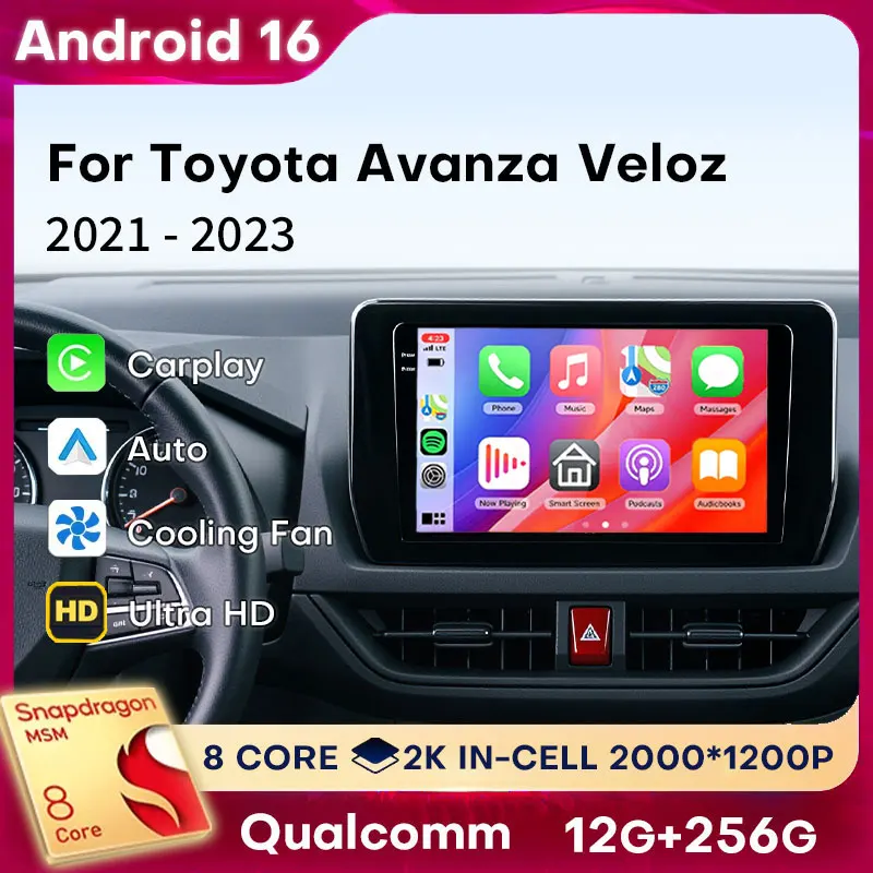 CarPlay inalámbrico y Android Auto para Toyota Avanza Veloz 2021 2022 2023, radio multimedia para coche con Android 16, estéreo, DTS, 2 DIN, autoradio.